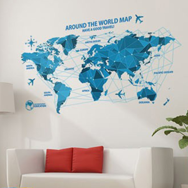 Vinilo Adhesivo Pared Mapa Mundi Planisferio 10055 Cm Iluminarás