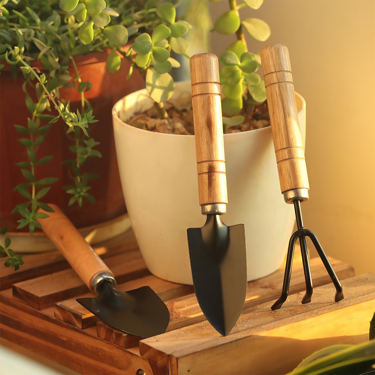 Pack X 3 Herramientas De Jardin Pala Rastrillo Iluminaras - Imagen 4