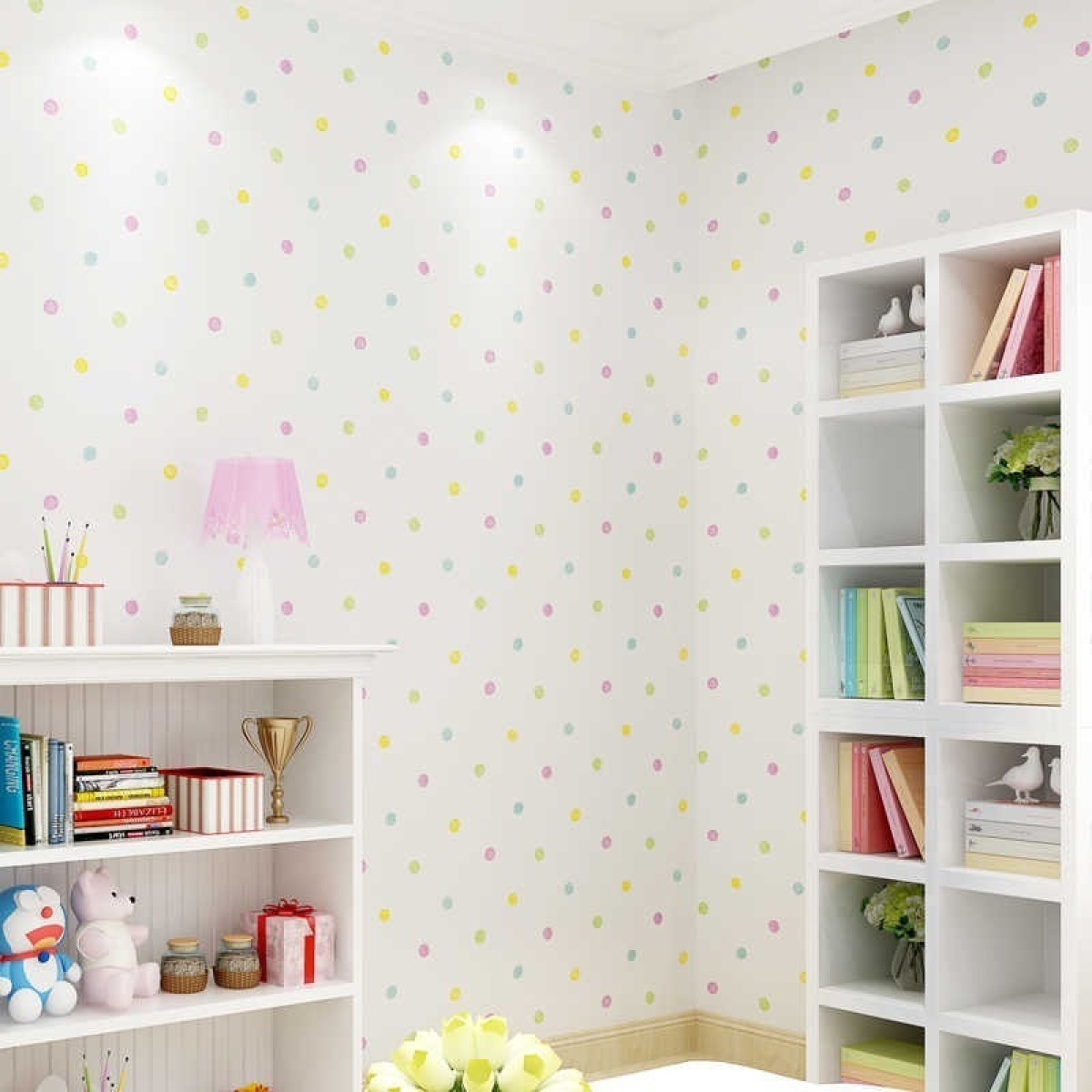 Papel Adhesivo Niños Empapelar Paredes Puntos Colores - Imagen 3