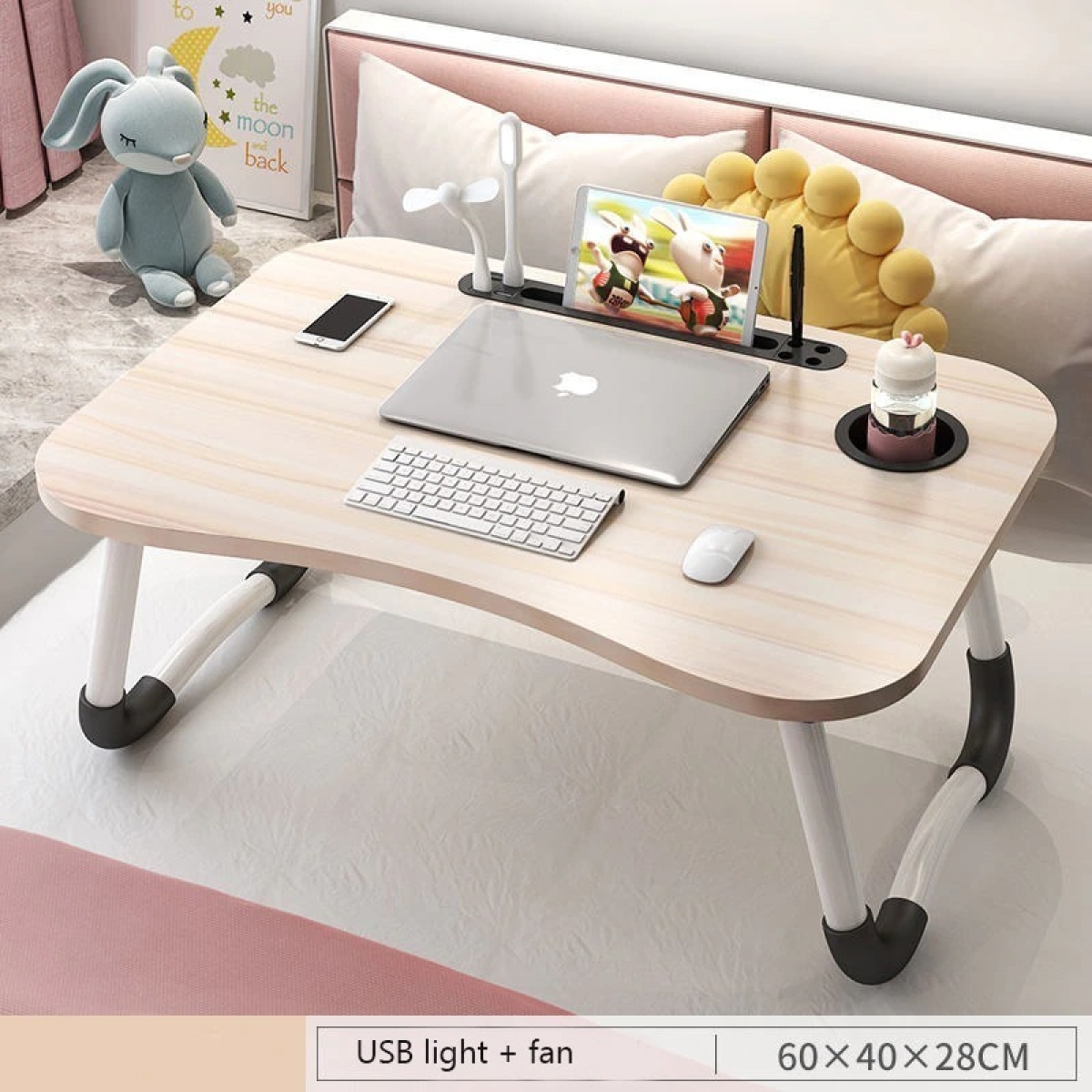 Mesa Plegable Para Laptop Tablet Con Portavaso Y Cajón - Imagen 2