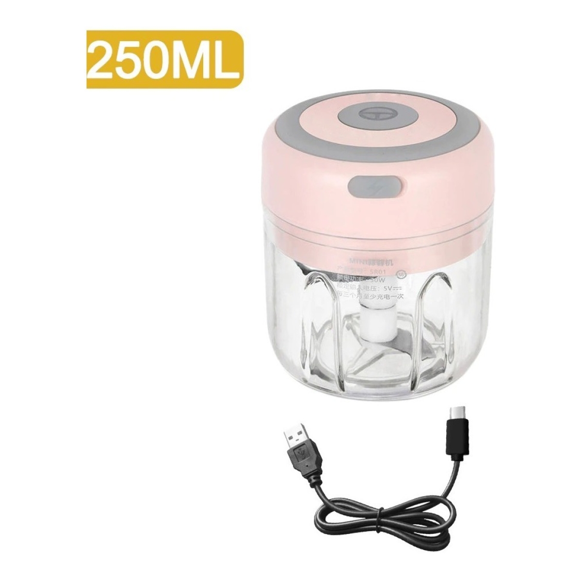 Cortador Triturador Eléctrico Ajo Verduras Recargable 250 Ml - Imagen 1