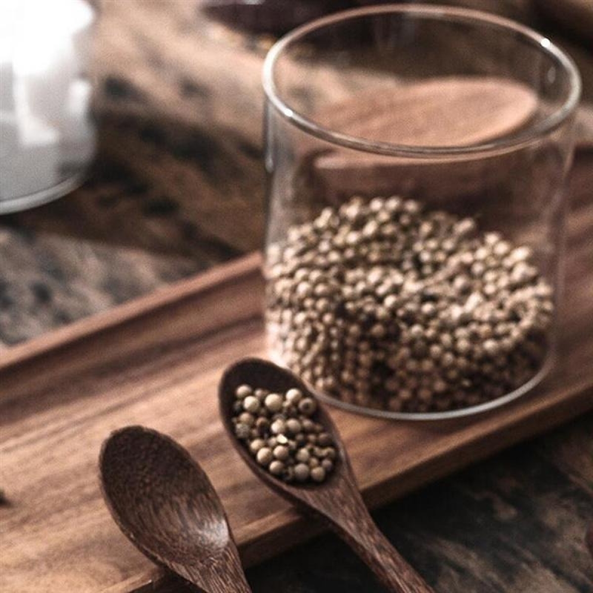 Frascos De Vidrio Especieros Tapa Madera Cocina Con Cuchara - Imagen 3