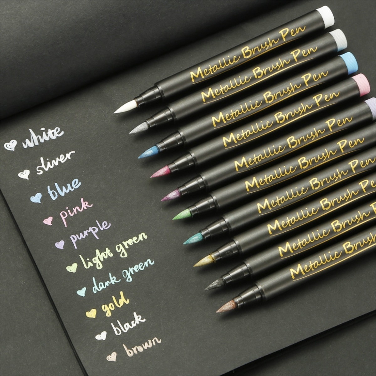 Marcadores Metalicos Punta Redonda Brush Pen Varios Colores - Imagen 17