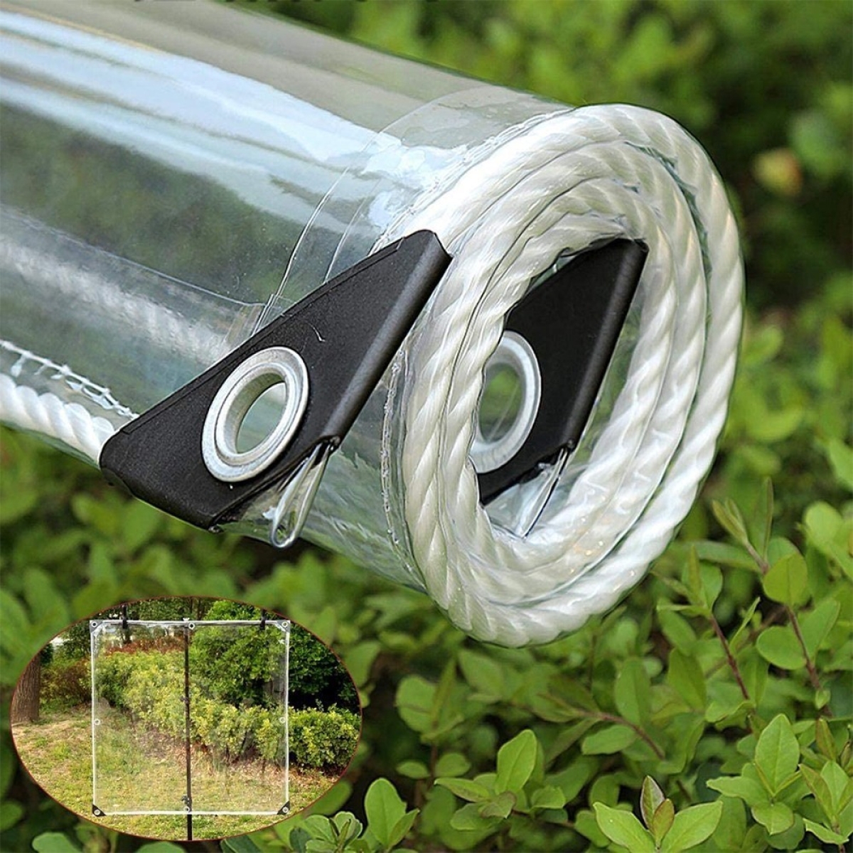 Lona Plastica Toldo Transparente Reforzada Con Ojales 3x2m - Imagen 2