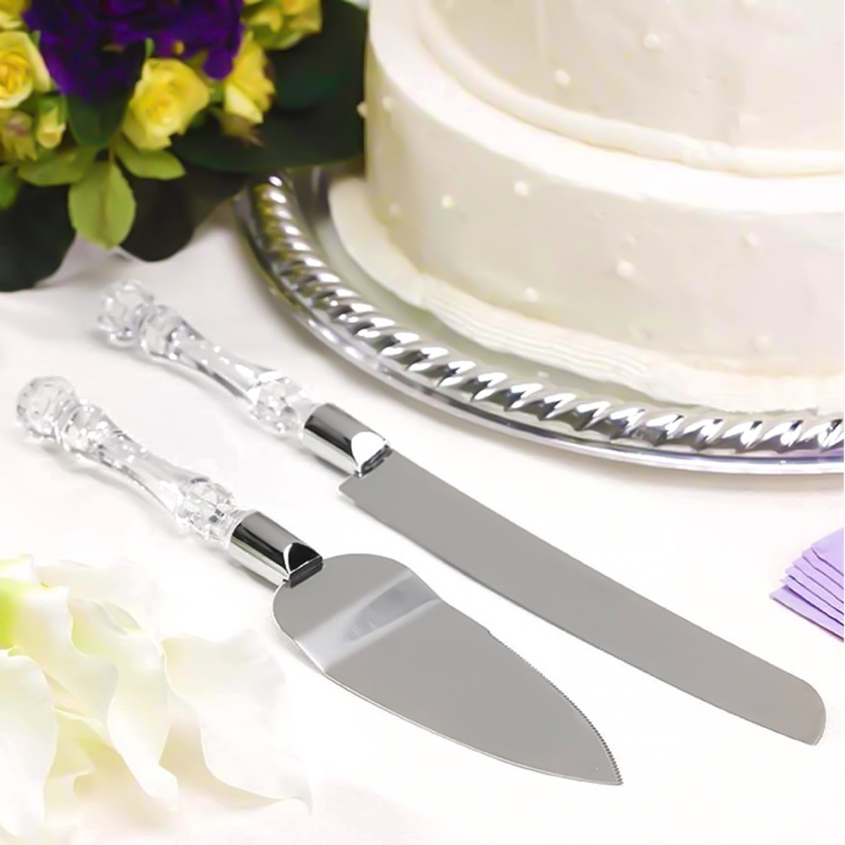 Cuchillo Y Pala Para Servir Torta Cumpleaños Bodas 2 Piezas - Imagen 1