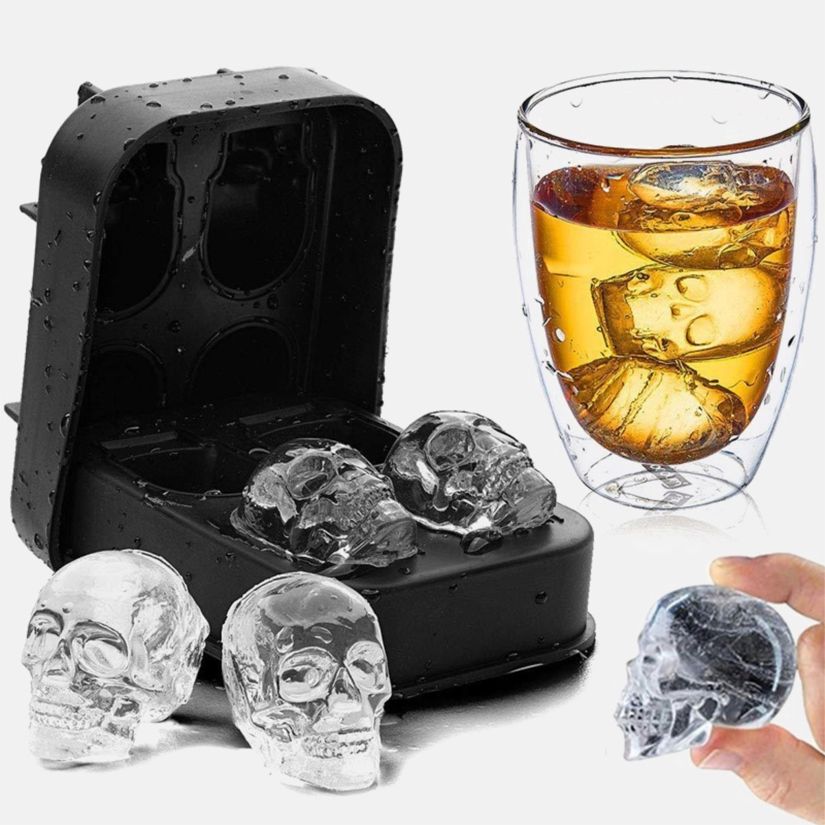 Hielera, Molde Hielo, Cubetera De Silicona Forma Calavera - Imagen 4