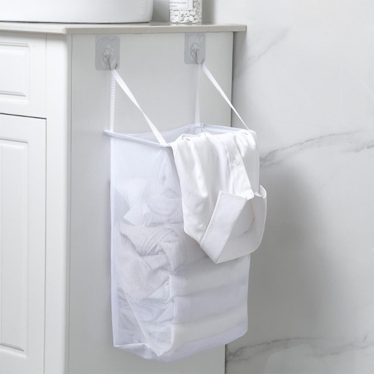 Cesto Tela Ropa Sucia Para Colgar Pared Baño - Imagen 4