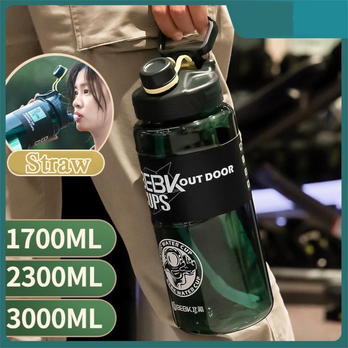 Botella De Agua Deportiva Plastico 1,7l Transparente - Imagen 4