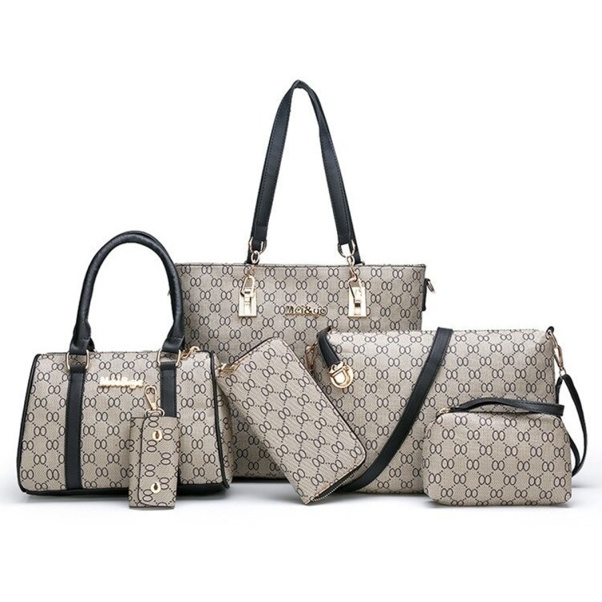 Set De Cartera Bolso Dama Moderna 6 Piezas Estampada - Imagen 1