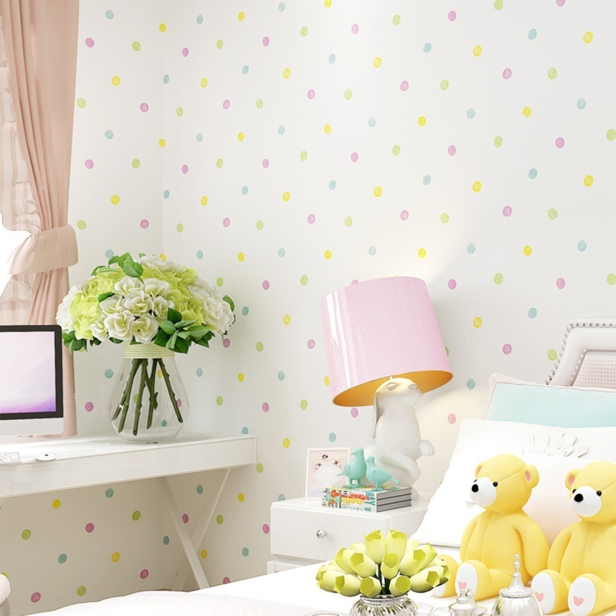 Papel Adhesivo Niños Empapelar Paredes Puntos Colores - Imagen 6