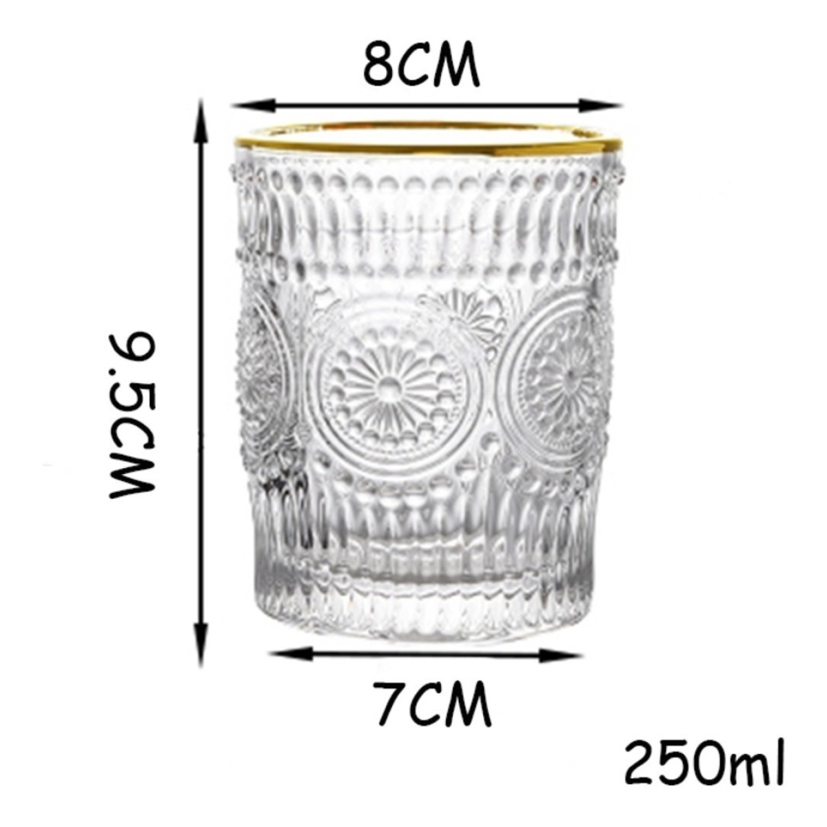 Vaso De Vidrio Nórdico Borde Dorado Ideal Agua Tragos- 260ml - Imagen 7