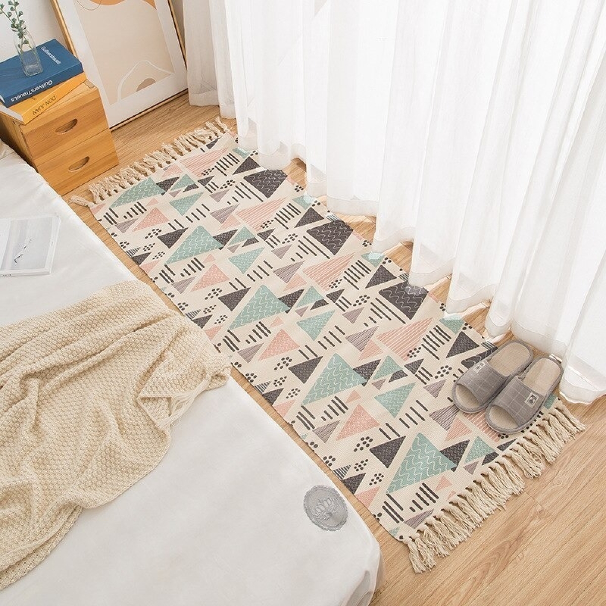 Alfombras Nórdicas Vintage Con Borlas Flecos Textil 180 Cm - Imagen 11
