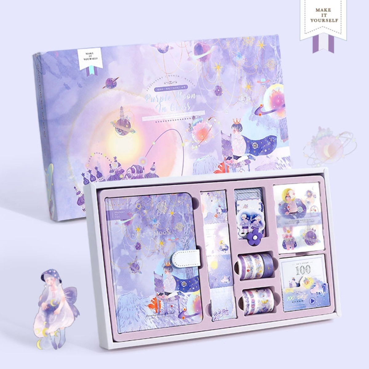 Set Cuaderno Diario Intimo + Stickers Reglas Cintas Y Más - Imagen 18