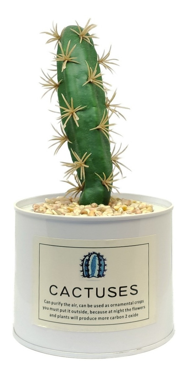 D_640965-MLU50112596541_052022-F.jpg Planta Artificial Cactus Decorativo Con Maceta Metálica - Imagen 1