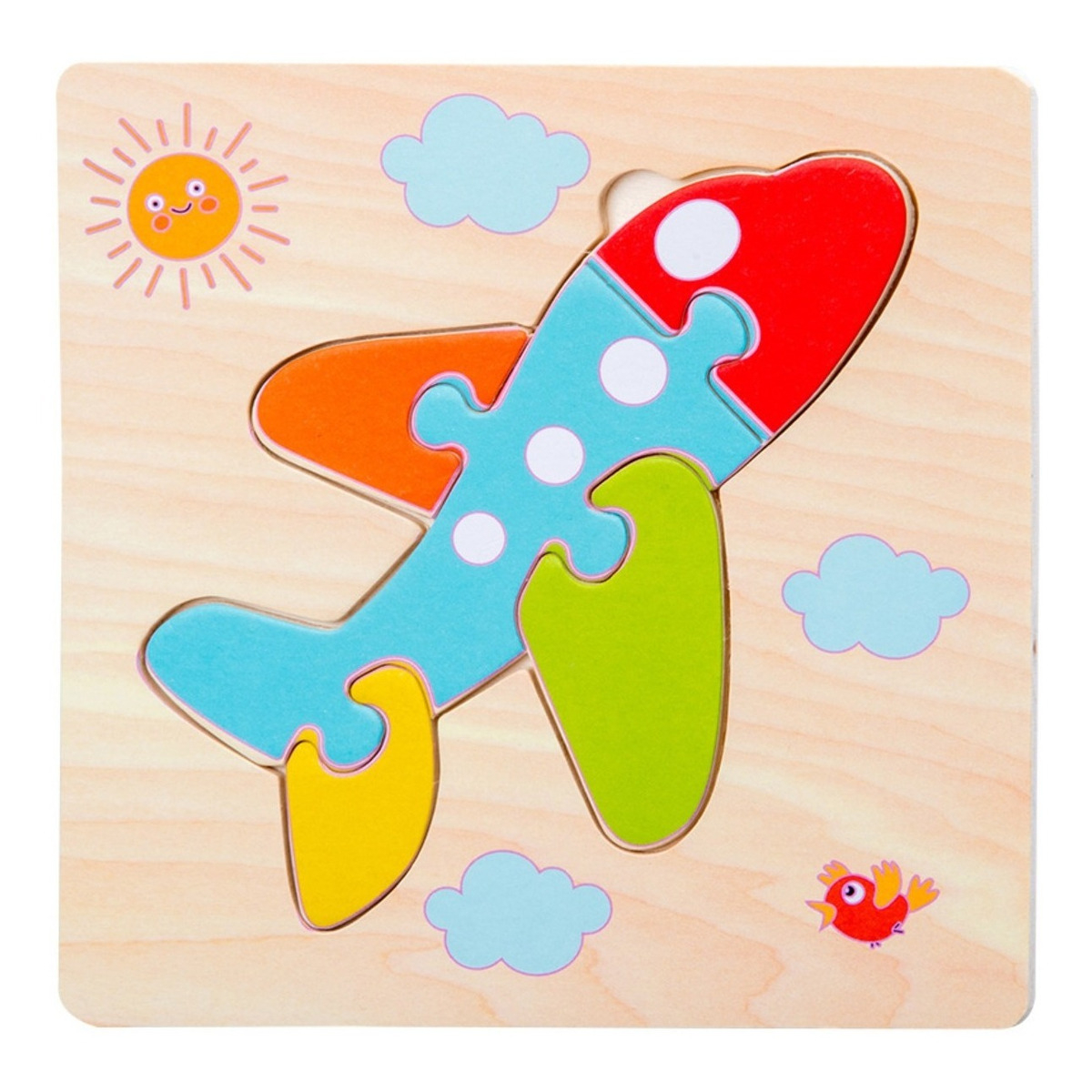 Puzzle Infantil En Madera Piezas Grandes - Avion - Imagen 1