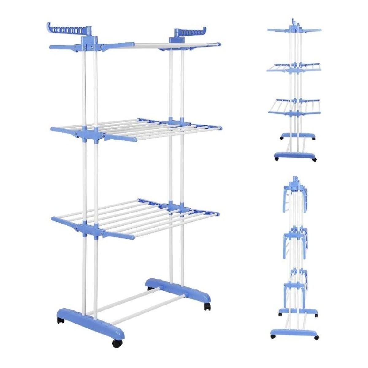 Estante De Secado Plegable Colgador De Ropa Almacenamiento - Imagen 4