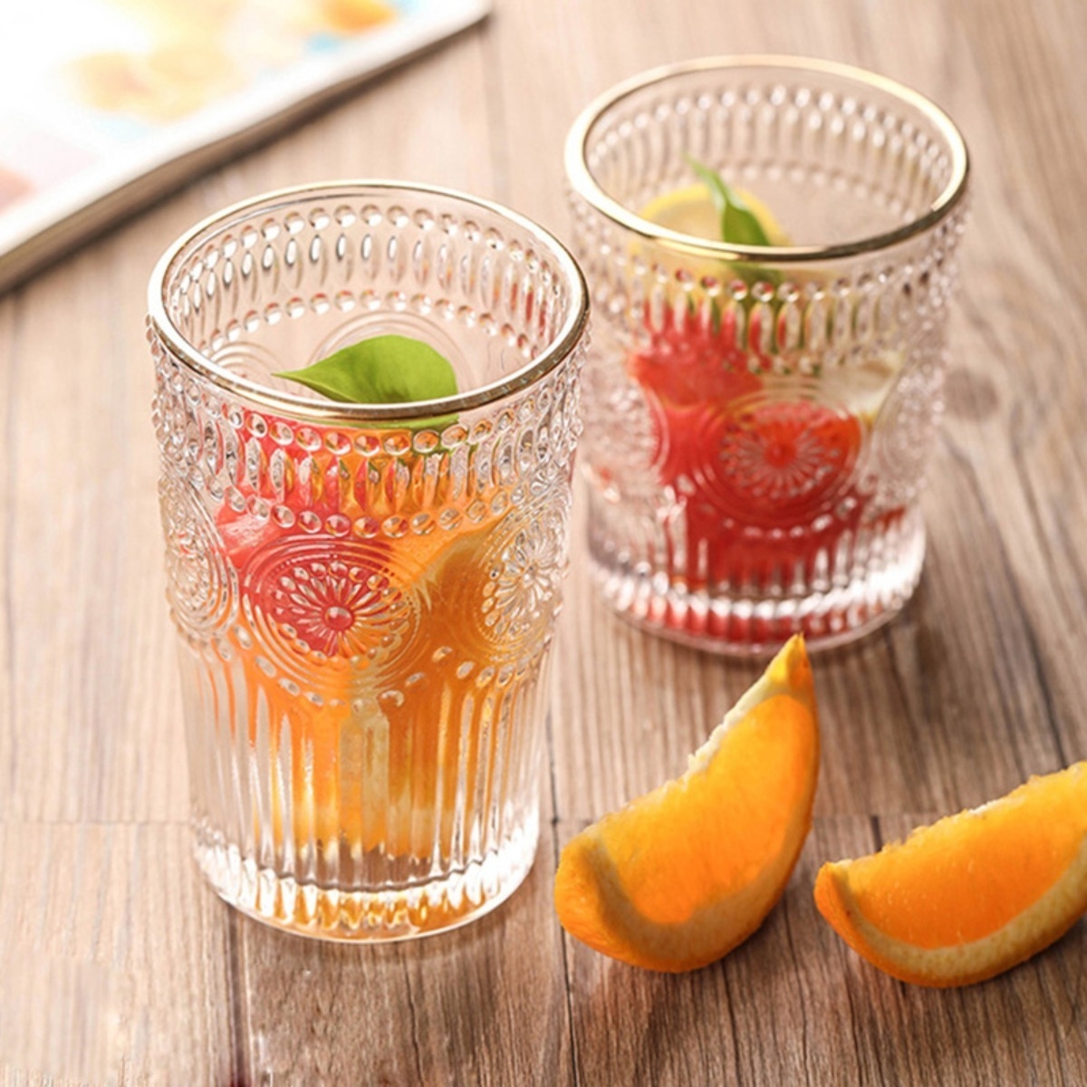 Vaso De Vidrio Nórdico Borde Dorado Ideal Agua Tragos- 260ml - Imagen 6