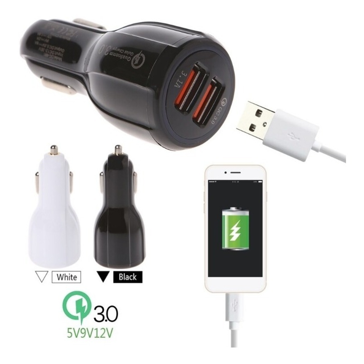 Cargador Carga Rápida Qc 3.0 Doble Usb Para Auto Encendedor - Imagen 3