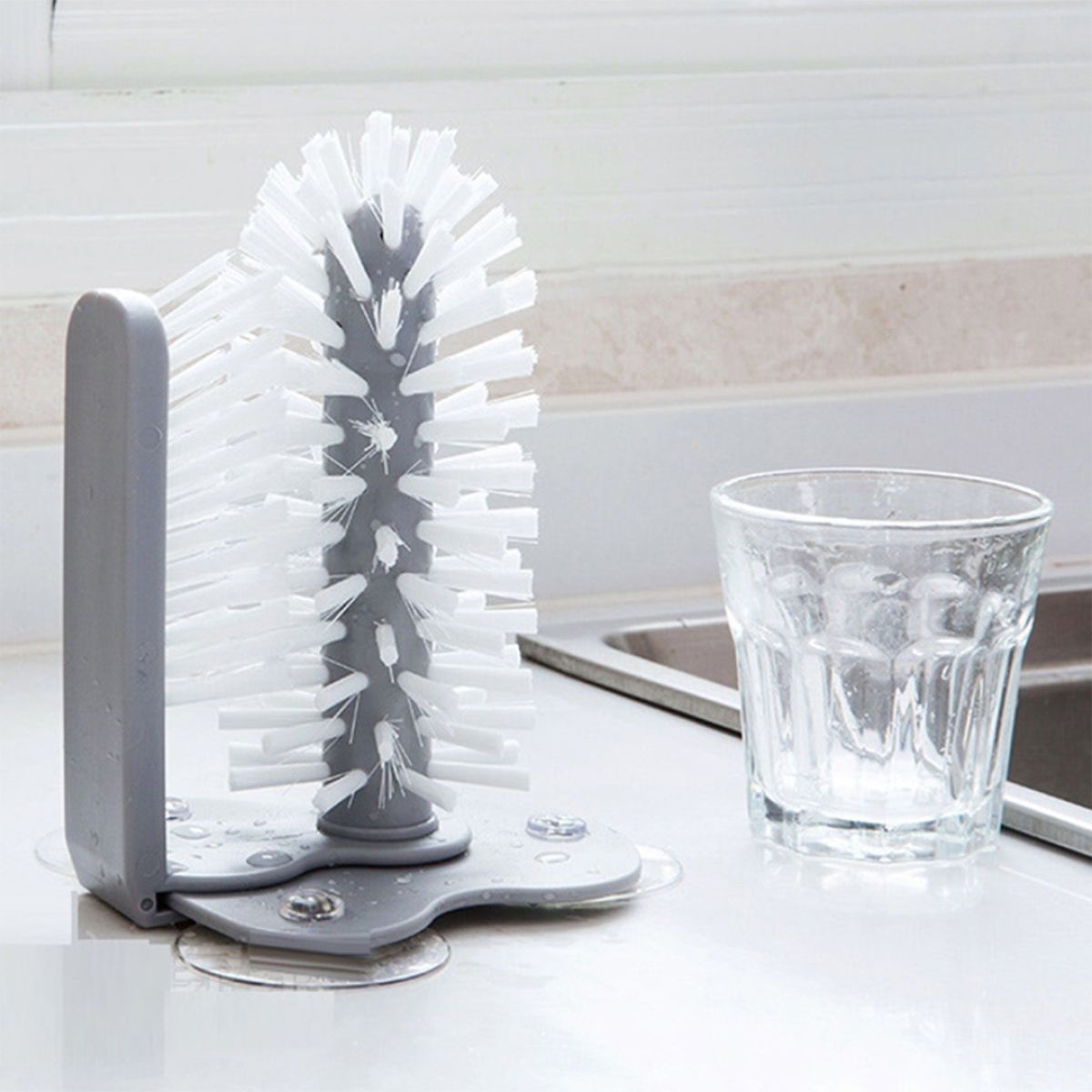 Cepillo Doble Lava Vasos Tazas Limpieza Con Ventosas Pileta - Imagen 5