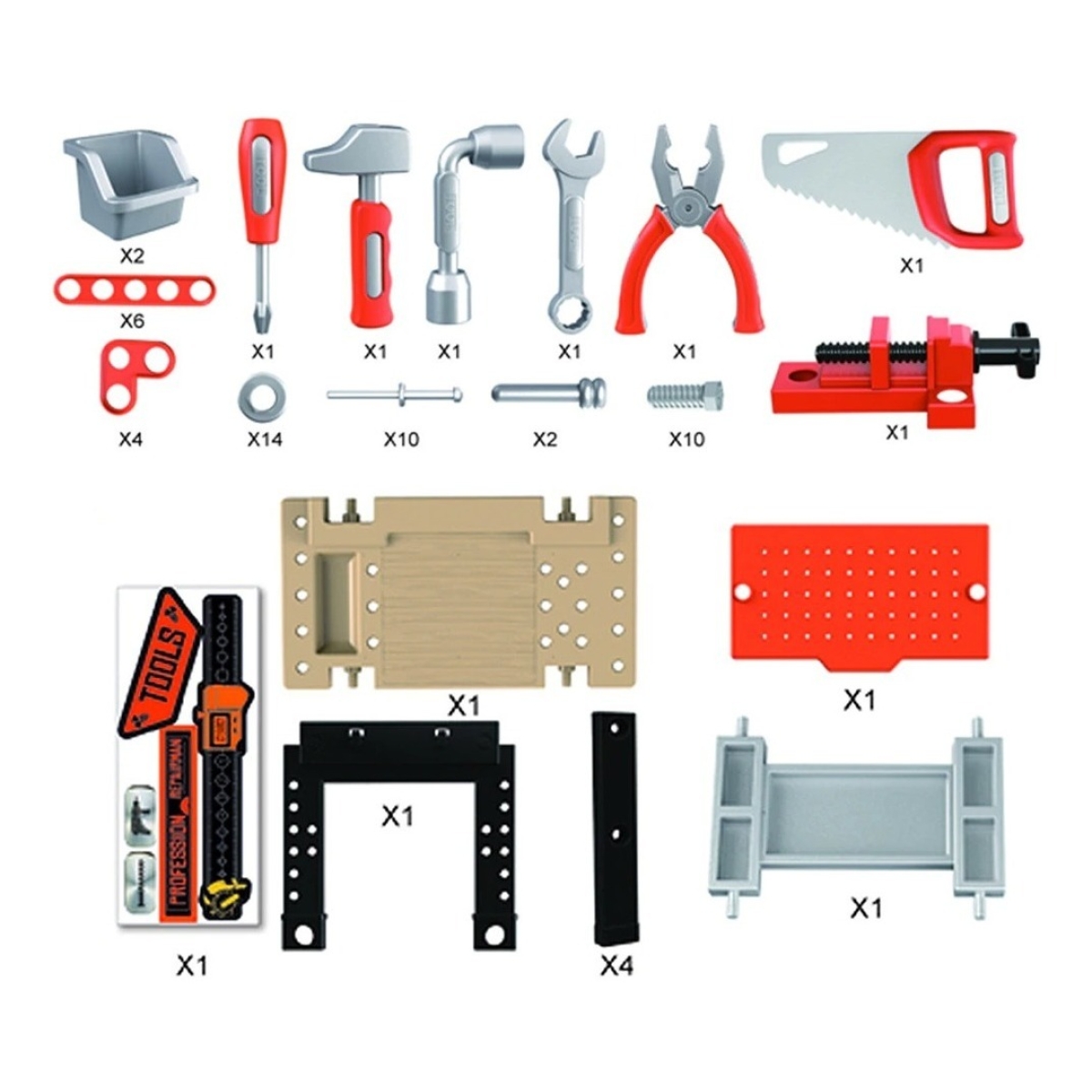 Set Banco De Herramientas Niños Juguete Con Mesa 64 Piezas - Imagen 4