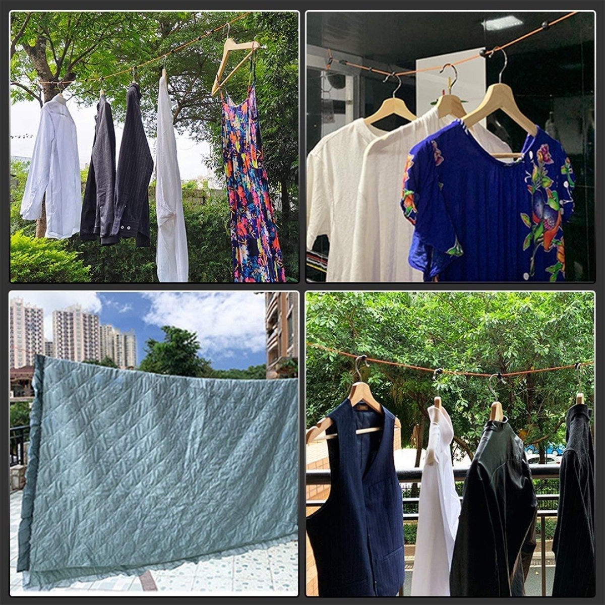 Cuerda Elástica Tendedero Para Ropa + 20 Palillos Retráctil - Imagen 6