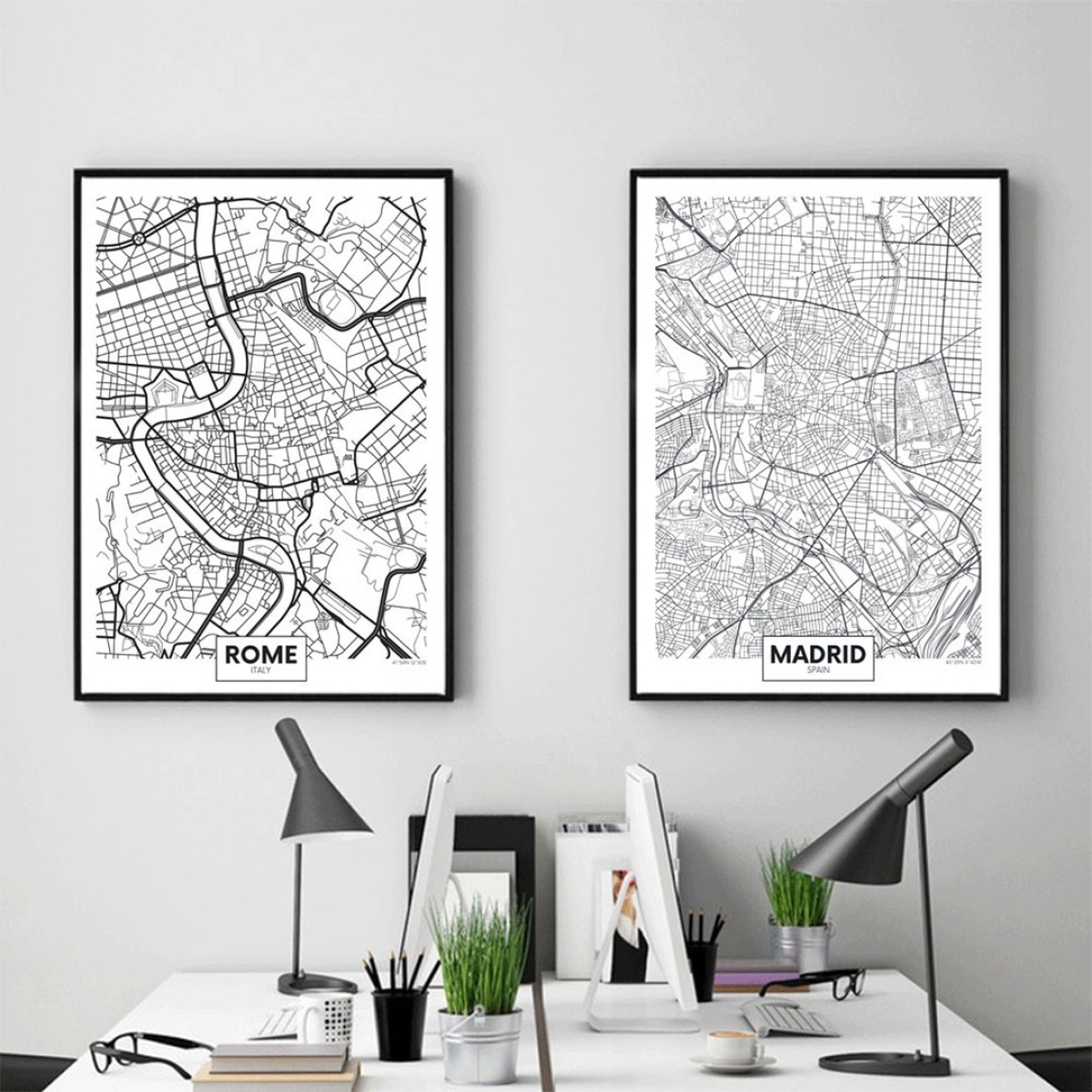 Cuadros Decorativos Mapas Ciudades Marco De Madera 50x70cm - Imagen 59