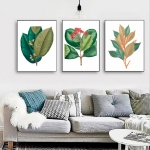 Set 3 Cuadros Decorativo + Marcos Madera Tripticos Plantas - Imagen 2