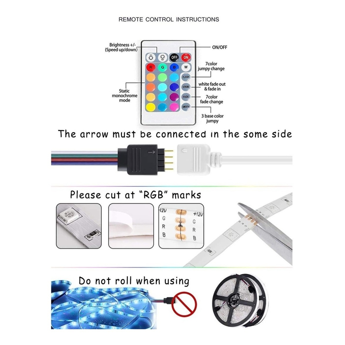 Cinta Rgb Tira Led Usb 5050 Colores 2 Metros C/ Control Tv - Imagen 4