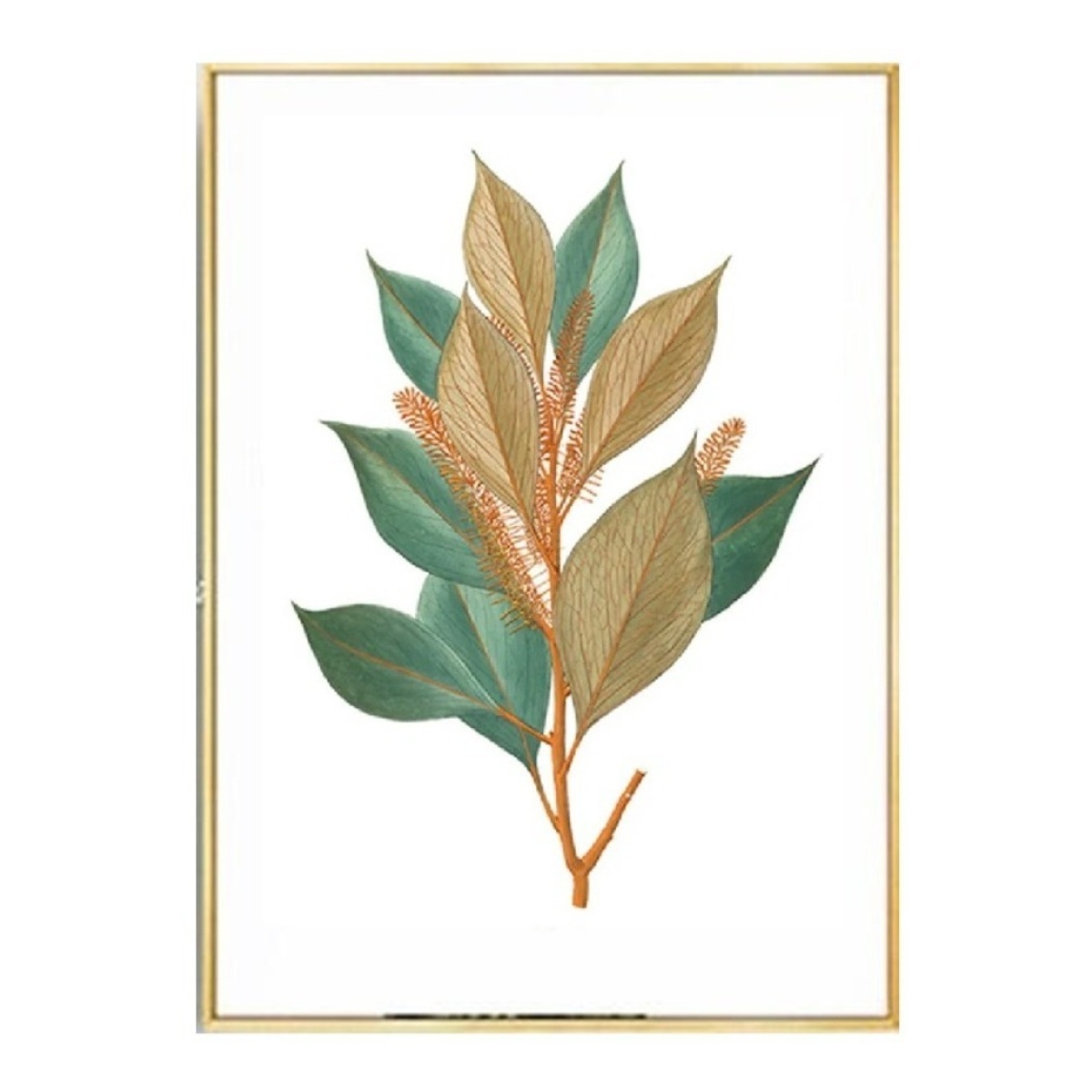 Cuadro Moderno Plantas Decorativo + Marco Madera Dorado - Imagen 5