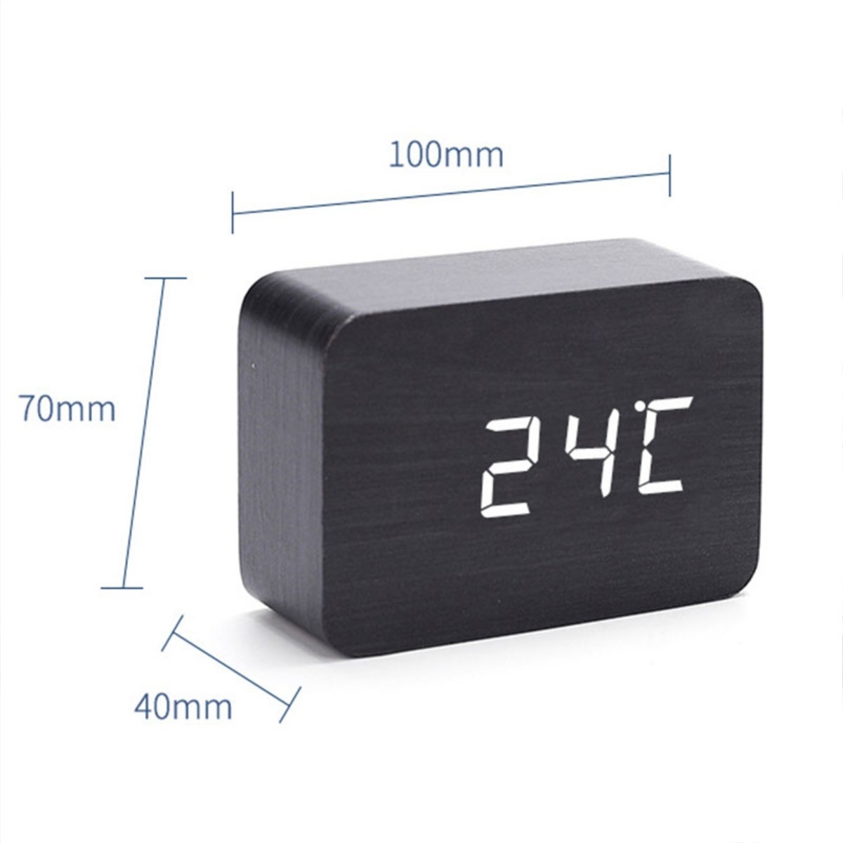 Reloj Digital Madera Usb Despertador Temperatura Fecha - Imagen 4