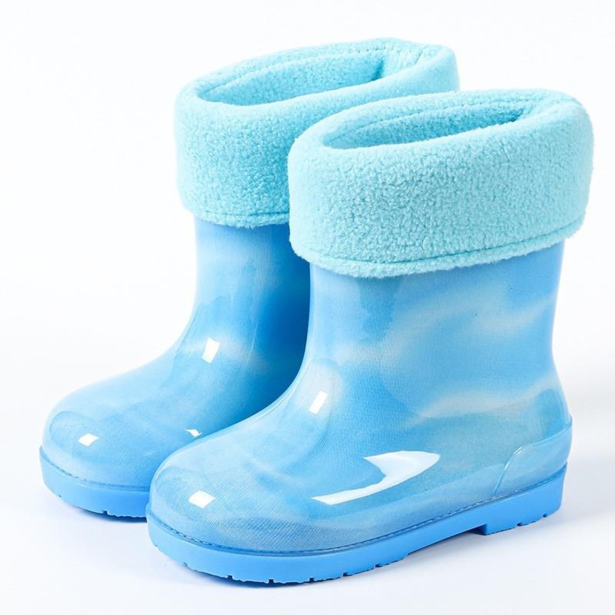Bota De Lluvia Niño Niña En Pvc Con Interior En Corderito - Imagen 1