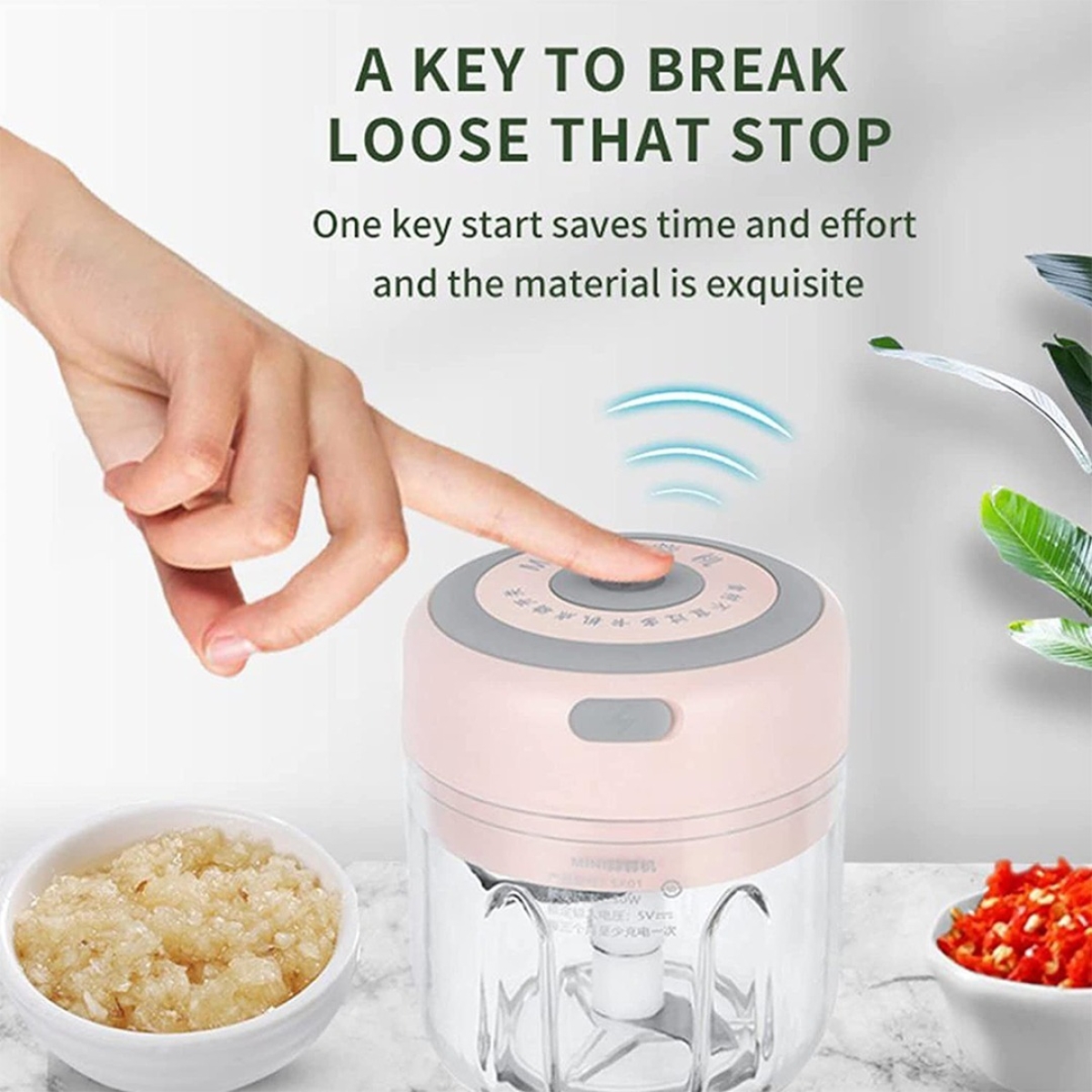 Cortador Triturador Eléctrico Ajo Verduras Recargable 100 Ml - Imagen 6