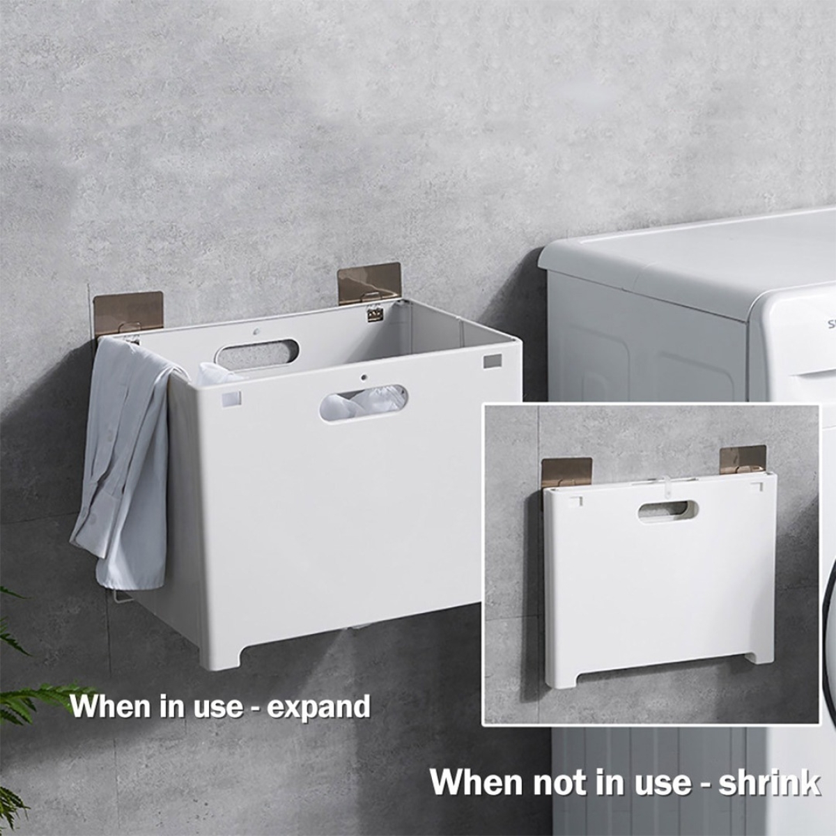 Cesto Ropa Sucia Plegable Para Colgar Pared Baño Caja Chico - Imagen 3
