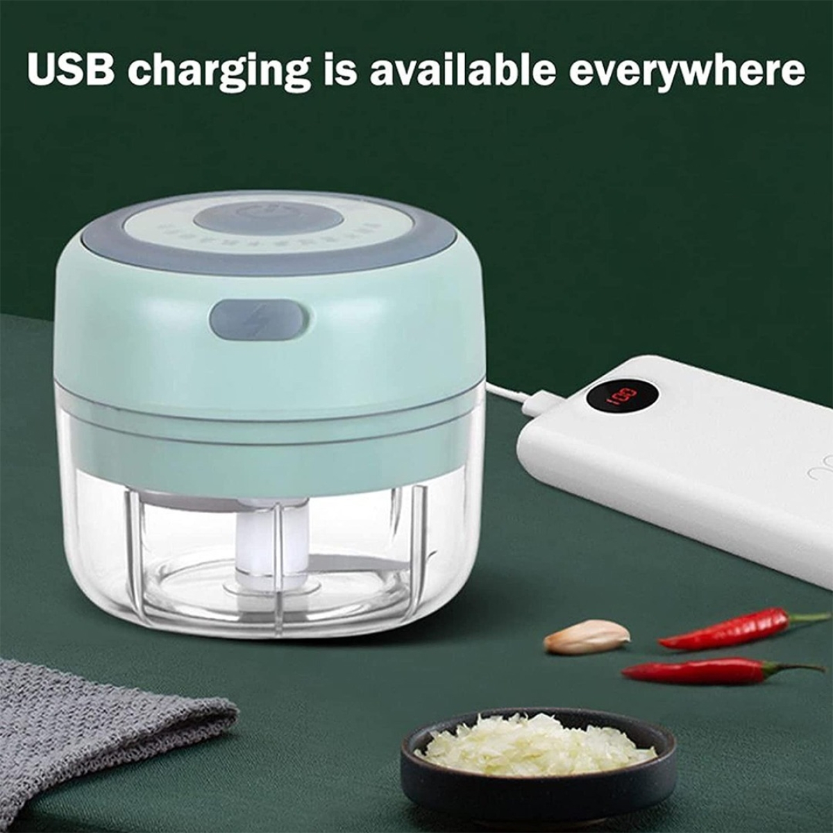 Cortador Triturador Eléctrico Ajo Verduras Recargable 100 Ml - Imagen 4