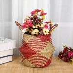 Cesto De Fibra Natural Canasto Ratán Decoración Multiuso M - Imagen 7