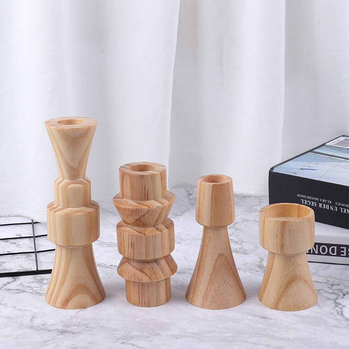 Soporte Candelabro Madera Decorativos Portavela Escandinavo - Imagen 7