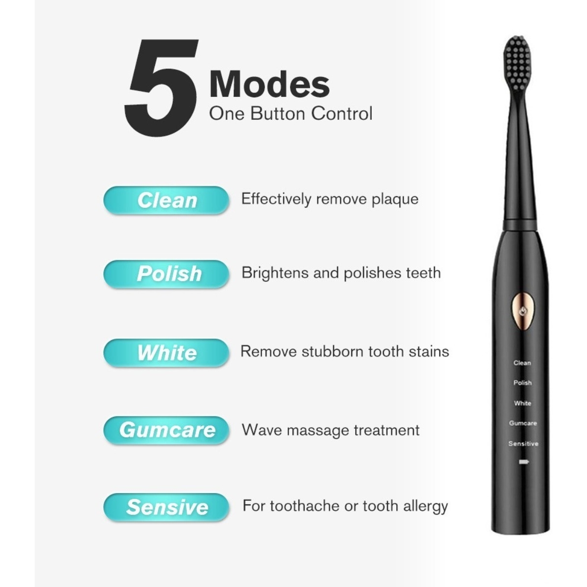 Cepillo Dental Electrico Recargable + 3 Cabezales Iluminaras - Imagen 2