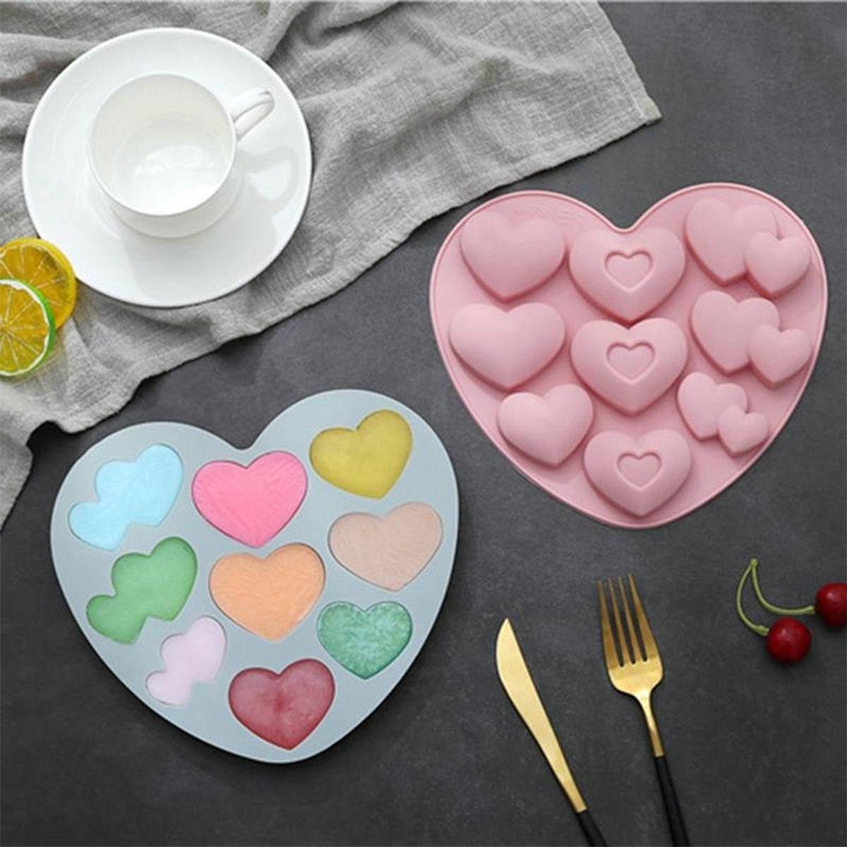 Molde De Silicona Corazones Bombones Jabones Pasteleria - Imagen 9