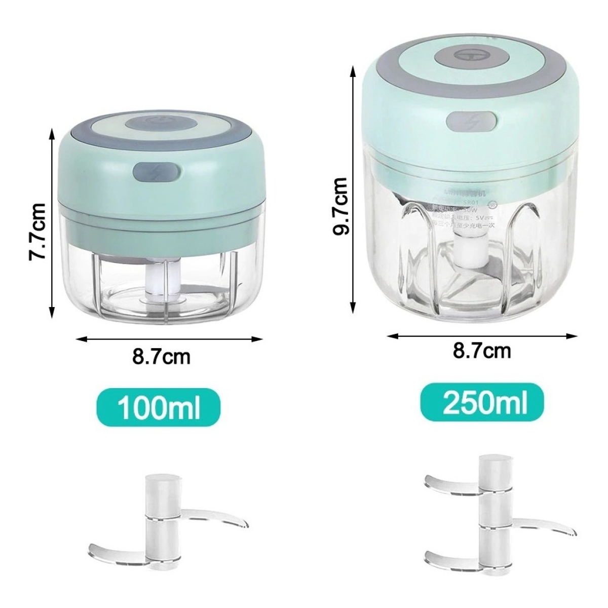 Cortador Triturador Eléctrico Ajo Verduras Recargable 100 Ml - Imagen 16