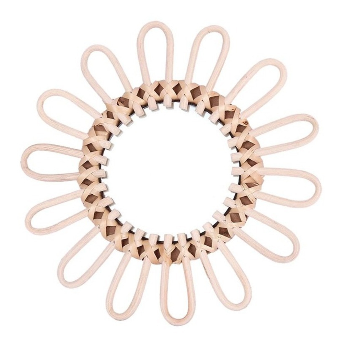 Espejo Colgante Pared Ratán Redondo Decoración 31 Cm - Imagen 1