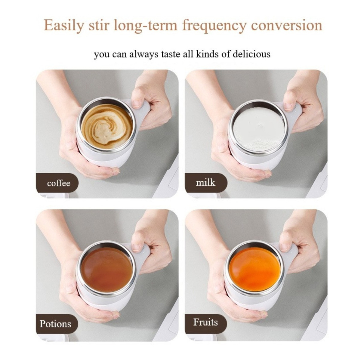 Taza Mezcladora Jarra Con Revolvedor Automático Y Tapa - Imagen 5