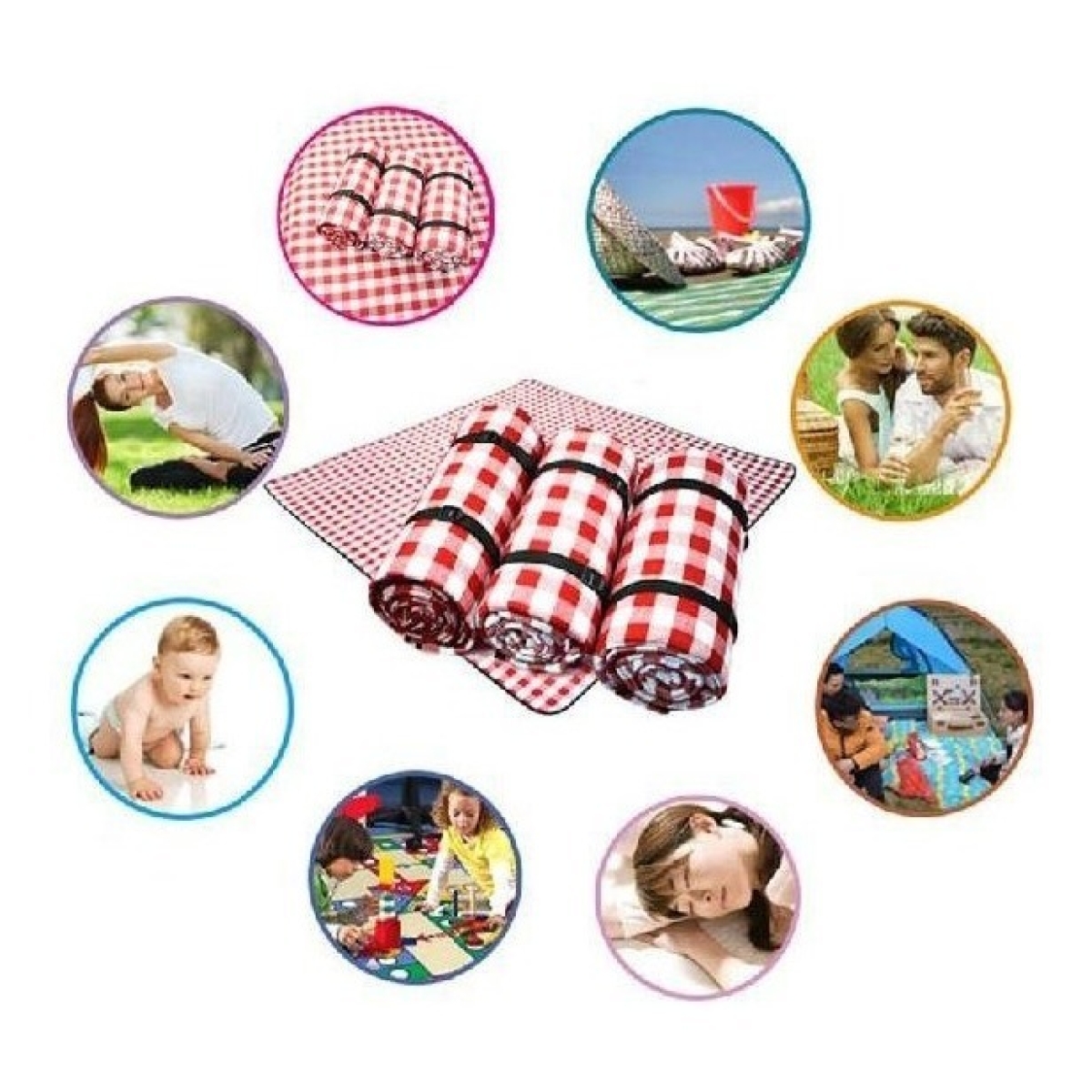 Mantel Para Picnic Gruesa Suave Transpirable Estilo Retro - Imagen 15