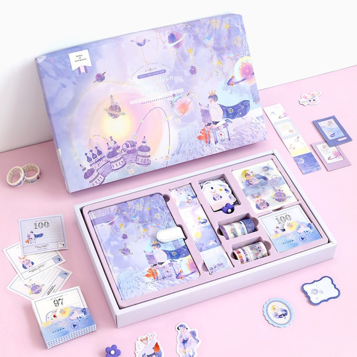 Set Cuaderno Diario Intimo + Stickers Reglas Cintas Y Más - Imagen 9
