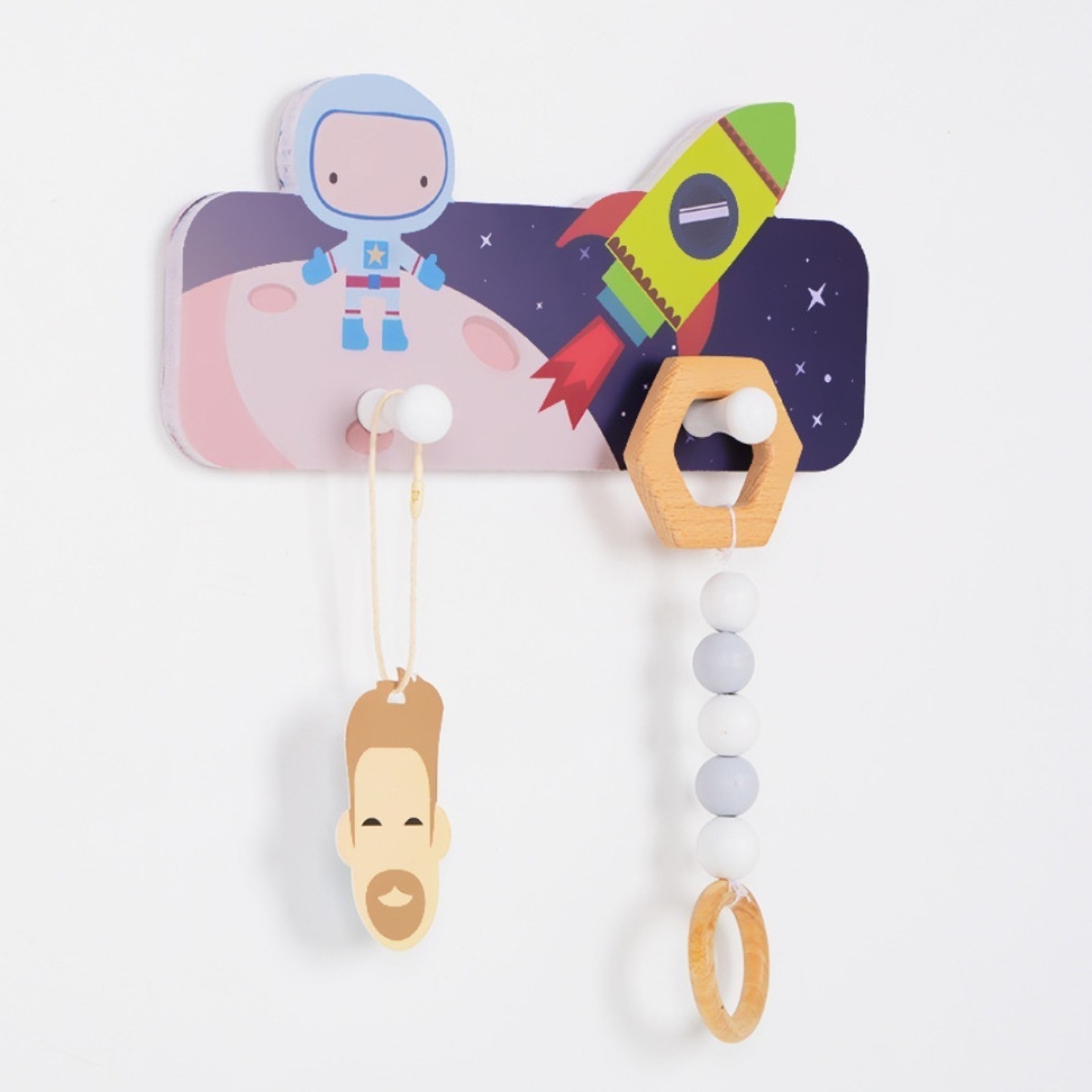 Perchero Colgante De Pared Infantil Astronautas Decorativo - Imagen 3