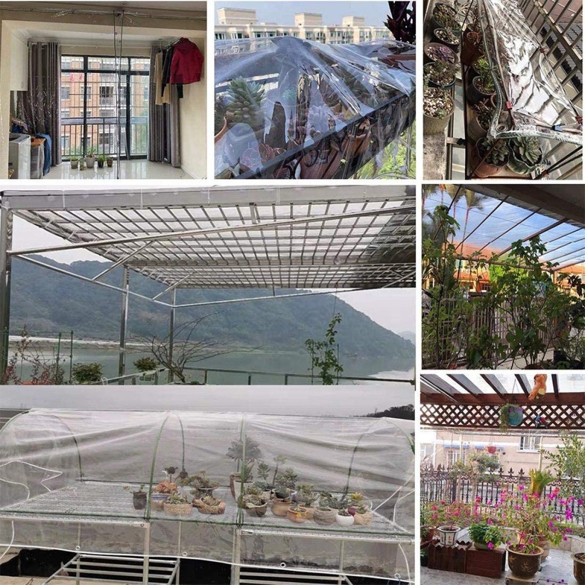 Lona Plastica Toldo Transparente Reforzada Con Ojales 3x2m - Imagen 5