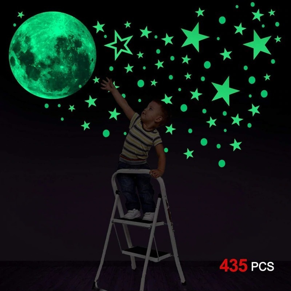 Set Vinilos Luna Y Estrellas Pegatinas Brillantes Decorativa - Imagen 6