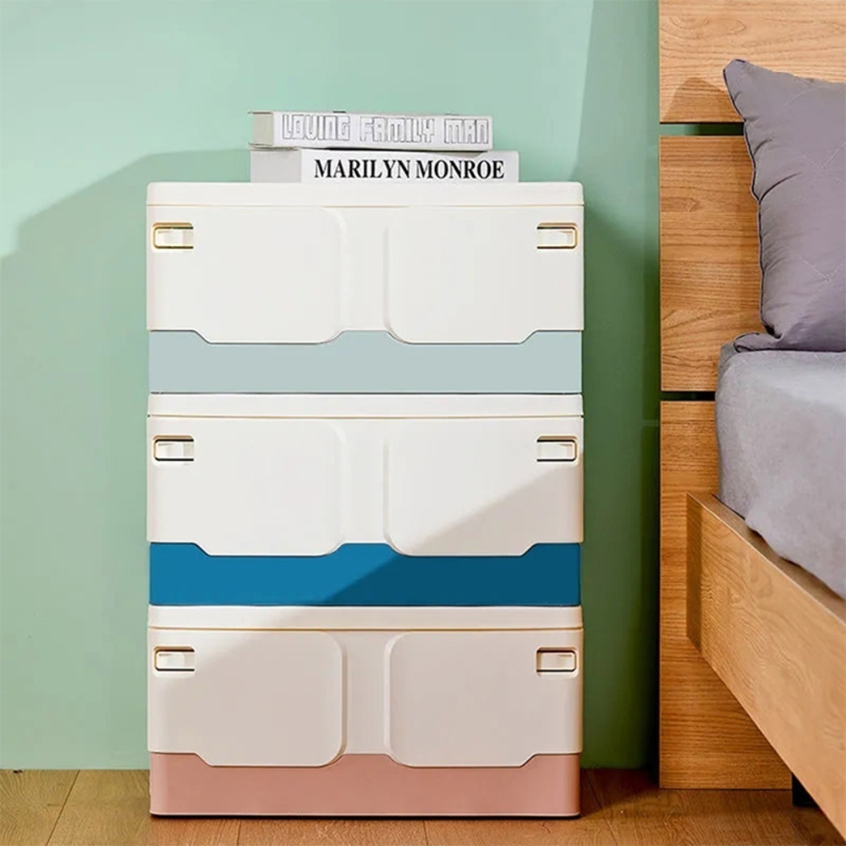 Caja De Almacenamiento Organizacion Con Tapa Y Tranca Chica - Imagen 4