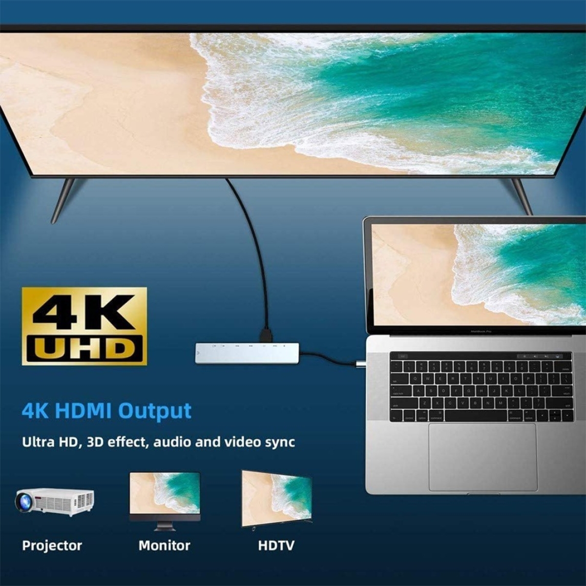 Hub Macbook Air Pro 8 En 1 Windows Tipo Usb C Apple Pendrive - Imagen 5