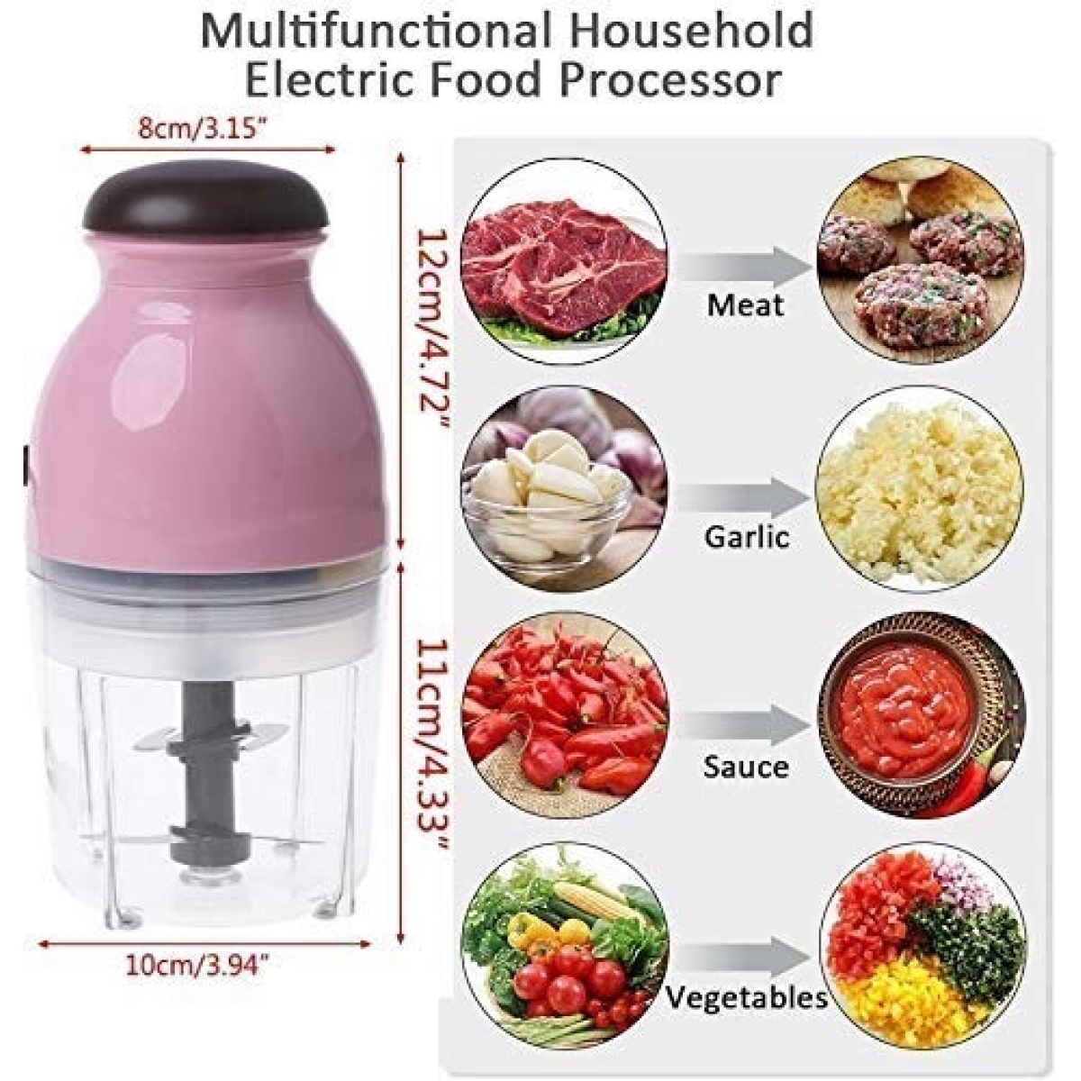 Licuadora Picadora Eléctrica Verduras Vegetales Frutas Jugo - Imagen 5