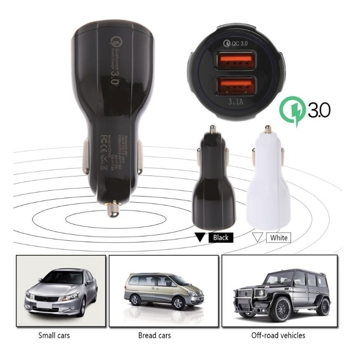 Cargador Carga Rápida Qc 3.0 Doble Usb Para Auto Encendedor - Imagen 6